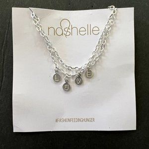 NOC Nashelle Silver Disk Double Strand LOVE Bracelet
